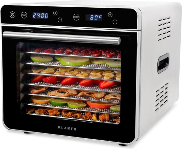 Produktbild KLAMER Premium Dörrautomat XL 700W, 8 extra grosse Einlegefächer aus Edelstahl