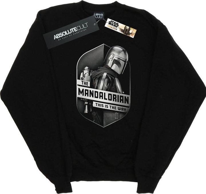 Actual product image Star Wars Mens The Mandalorian This Way Mando Shield Sweatshirt (L)
