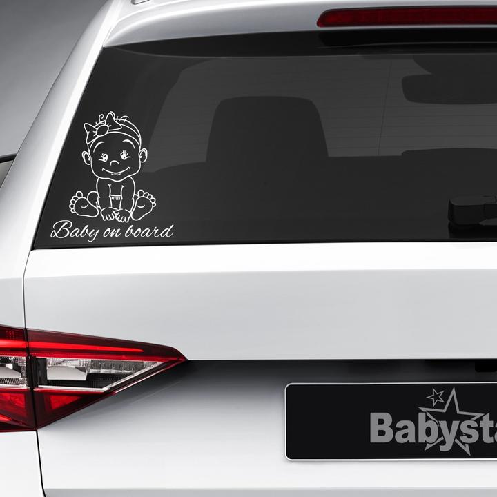 Actual product image Babystar Baby Car Sticker Sweet Smile Girl - White