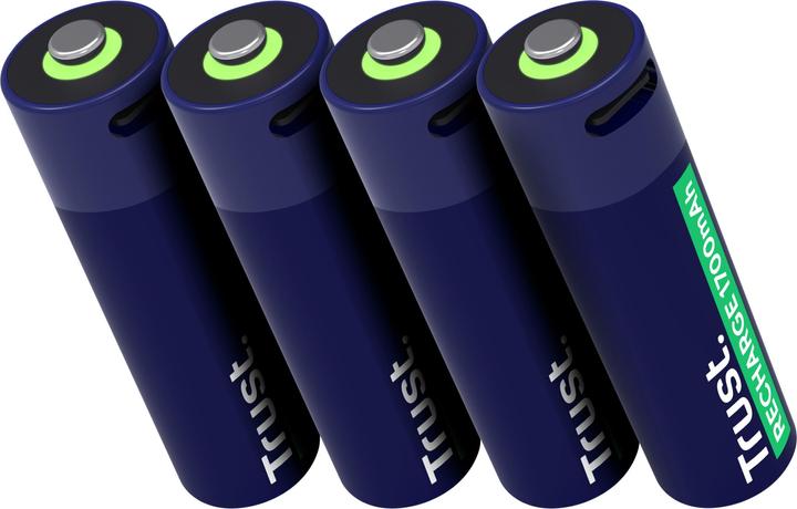 Produktbild Trust USB-C Rechargeable Batteries 4p (4 Stk., AA, 1700 mAh)