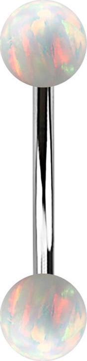 Produktbild Star Piercing Micro Banane silber mit zwei Kugeln Opal weiss (ohne Messing, Chirurgenstahl 316L)