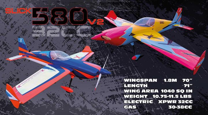 Produktbild Extremeflight-RC SLICK 580 70" V2 ARF Gelb/Rot/Grau