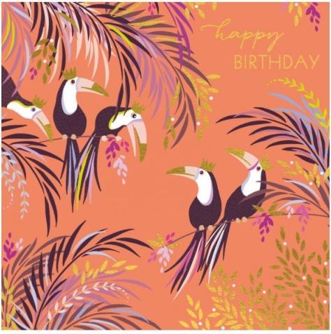 Immagine prodotto The art file Biglietto di compleanno con uccelli esotici - Happy Birthday di Sara Miller (1 pz.)