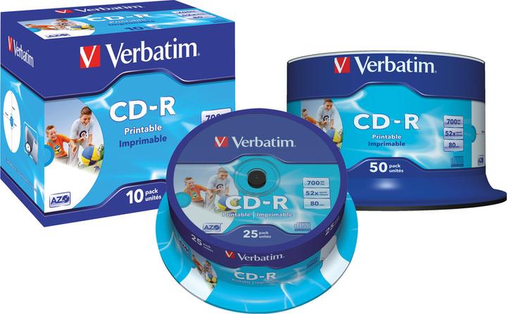 Actual product image Verbatim CD-R, 52x, 700MB, 50 spindle, printable (50 x)