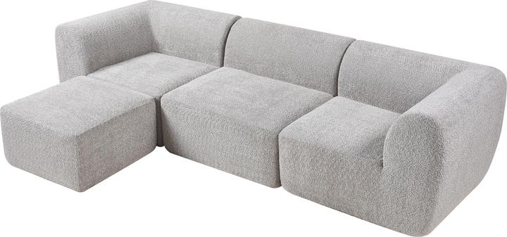 Image du produit En.Casa Modular Sofa 3-Sitzer Hurvas mit Longchair Bouclé Grau