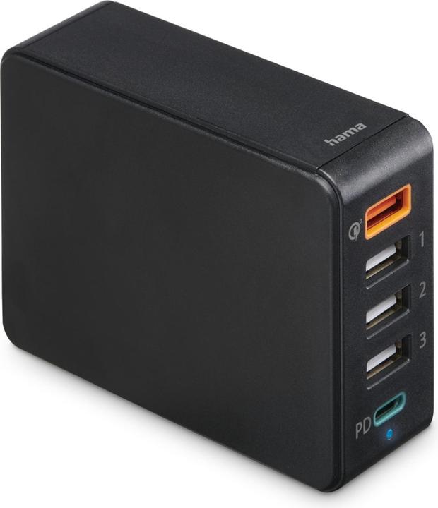 Actual product image Hama Quick charger 5 ports, 1x QC 3.0, 3x USB-A, 1x USB-C PD, 51 W, Black (51 W)