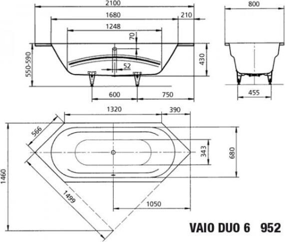Produktbild Kaldewei Vaio Duo 6 952 210x80cm