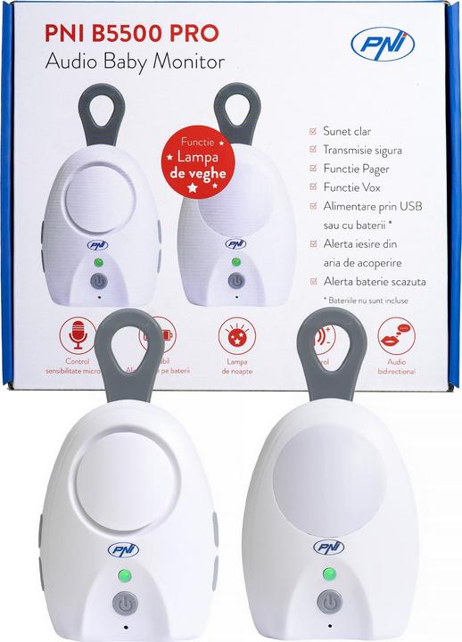 Produktbild PNI Audio-Babyphone B5500 PRO kabellos, Gegensprechanlage, mit Nachtlampe, Vox- und Pager-Funktion (Babyphone Audio, 100 m)