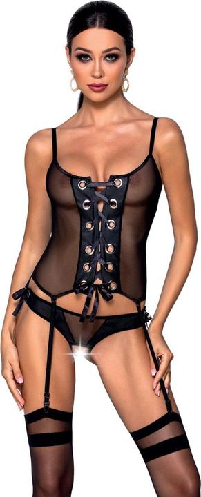 Image du produit Passion Corset Nessy avec entrejambe ouverte - Noir (S/M)