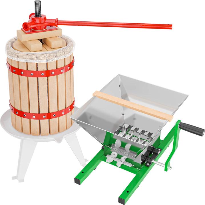 Wiltec Set 18L Obstpresse Presstuch Obstmühle 7L Weinpresse Saftpresse