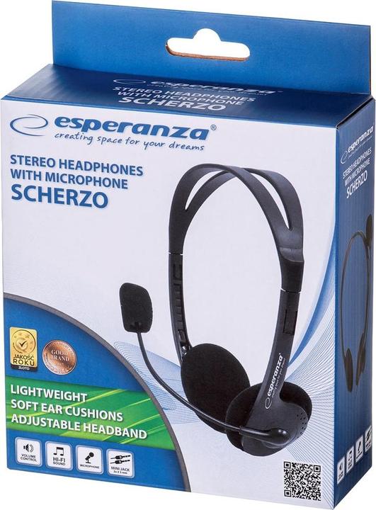 Actual product image Esperanza EH102 Headphones & Headset Wired Headband Call/Music Black (Cable)
