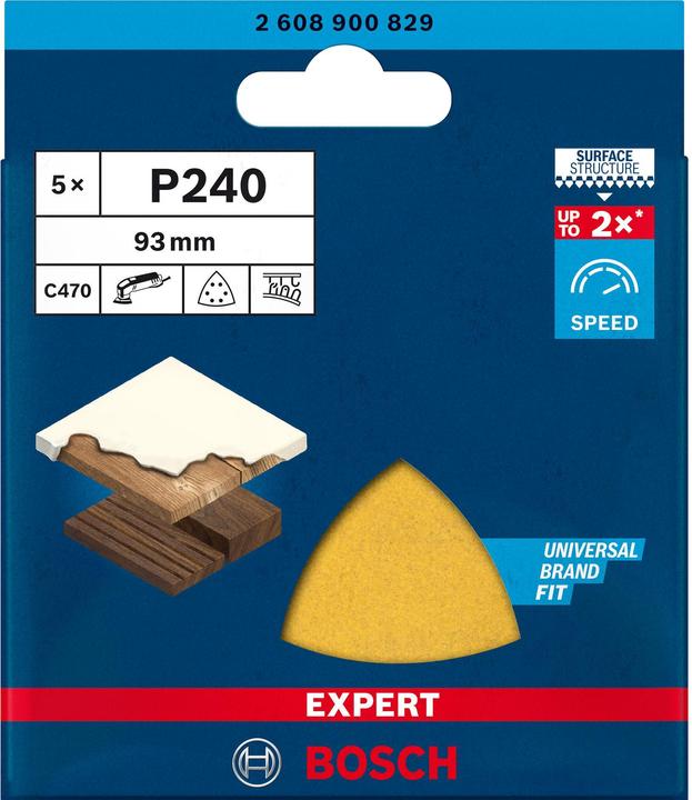 Actual product image Bosch Professional Zubehör EXPERT C470 Abrasive paper for delta sander, 93 mm, G 240, 5 pcs. (240)