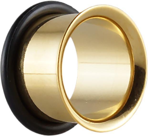 Star Piercing Flared Tunnel vergoldet mit O-Ring (Chirurgenstahl 316L)