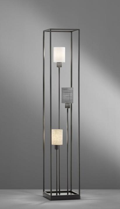 Image du produit Fischer & Honsel Honsel Lampadaire Isko - noir sable/abat-jour en lin blanc+gris+sable (40430) (E14)