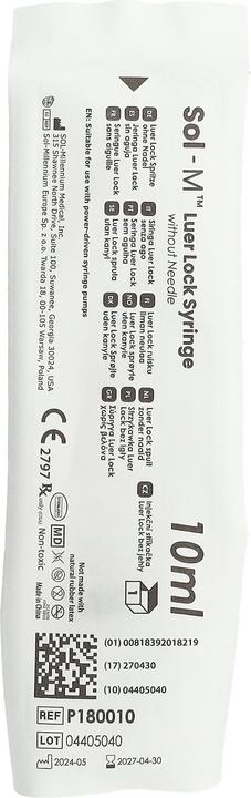 Nährwerte und Zutaten Sol-m Spritze 10ml Luer Lock steril 3-teilig 100 Stk