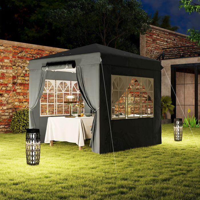 Image du produit Swisshandel24 Faltpavillon 2,5x2,5m, wasserabweisend, mit 4 Seitenteilen, Dunkelgrau (250 cm, 250 cm)
