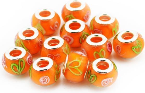 Produktbild Hermex Glas Bead Perle versilbert 925 - Orange (Glas, Silber 925)