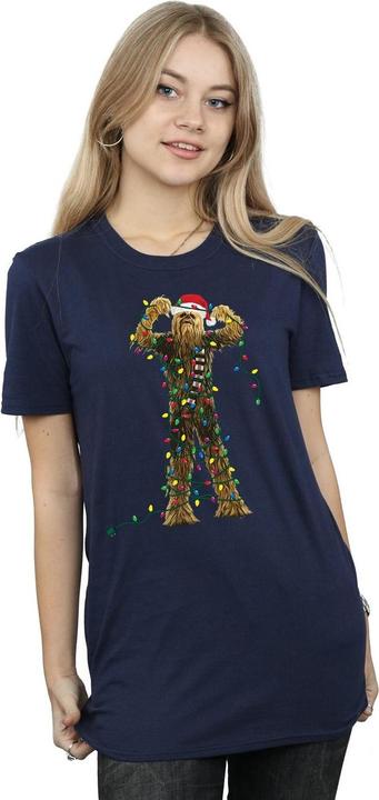 Actual product image Star Wars Womens/Ladies Chewbacca Christmas Lights Cotton Boyfriend T-Shirt (XXL)
