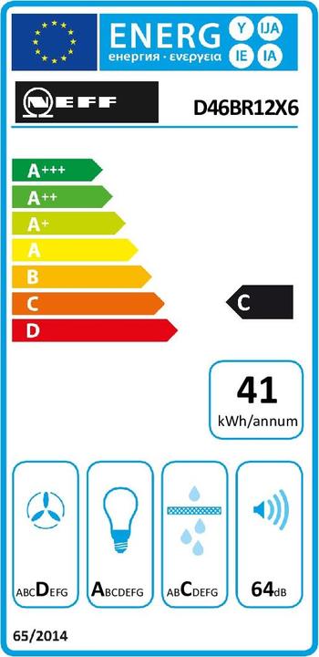 Energie-Label Neff D46BR12X6 (Flachschirmhaube)