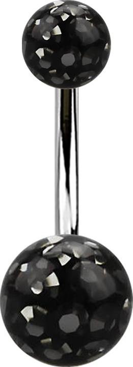 Produktbild Star Piercing Banane silber mit zwei Kristall Kugeln schwarz Epoxy Schutzschicht (Titan G23, ohne Messing)