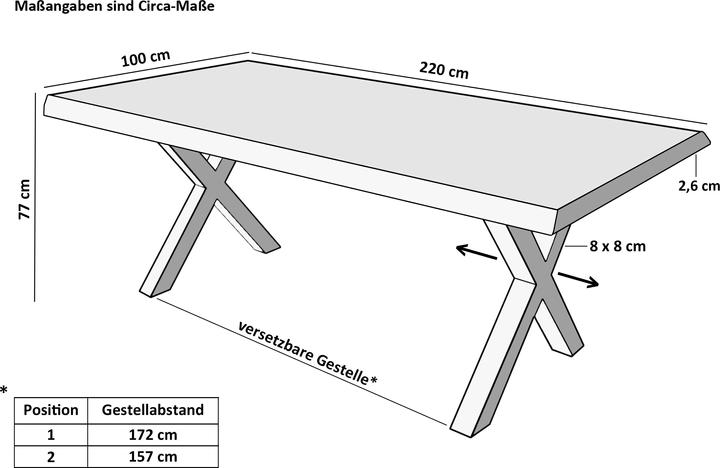 Actual product image SAM NICK Baumkante massiv Akazie (220 x 100 x 77 cm)