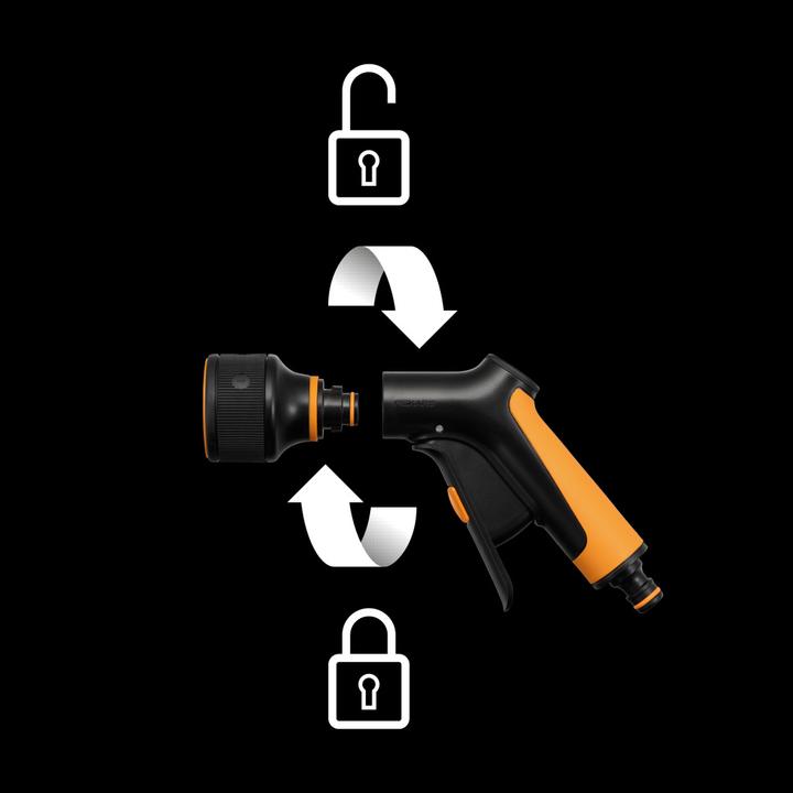 Produktbild Fiskars Sprühpistole, 3 Funktionen, Stufenlos regelbarer Durchfluss, Mit Frontregler und Ein/Aus-Ver
