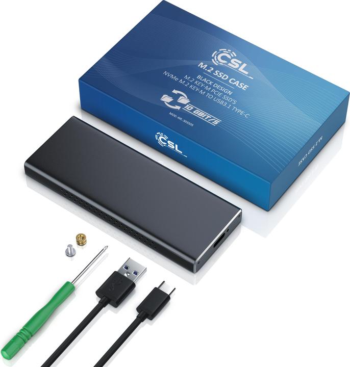 Produktbild CSL Festplatten Gehäuse, M.2 Key-M PCIe Festplattengehäuse extern USB 3.2 für NVME M.2 SSDs, UASP (M.2)