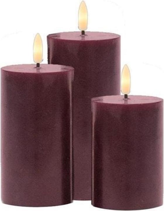 Immagine prodotto Sirius Set di candele LED Sille, 10/12.5/15cm, Bordeaux, ricaricabili (3 x)