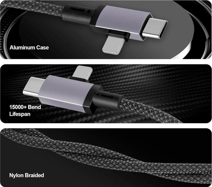 Produktbild PowerGuard USB-C & Lightning zu 3.5mm Klinke AUX Audio Kabel