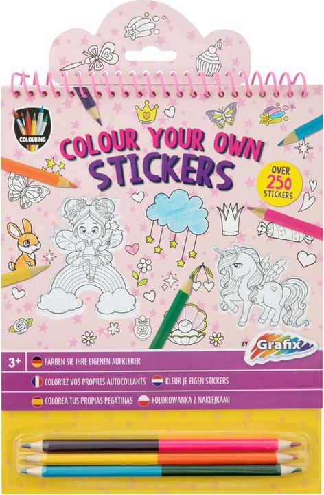 Immagine prodotto Grafix Colora i tuoi adesivi con i pastelli - Fantasy World (Multicolore, 250 x)