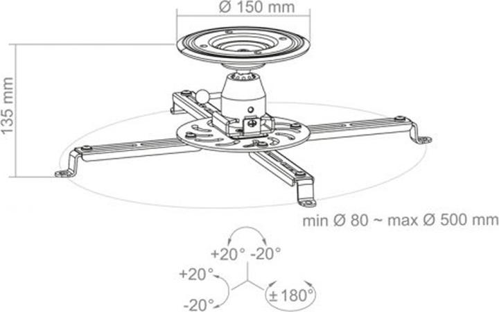 Produktbild Hagor Beamfix II Projektorhalterung Zimmerdecke Edelstahl (Decke)
