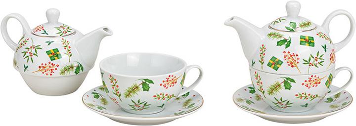 Produktbild G. Wurm Teekannen Set Weihnachts Dekor aus Porzellan Weiss (0.40 l)
