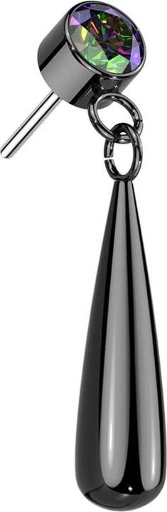 Produktbild Star Piercing Threadless Zylinder schwarz Kristall dunkel multicolor Anhänger Tropfen schwarz (ohne Messing, Titan G23)
