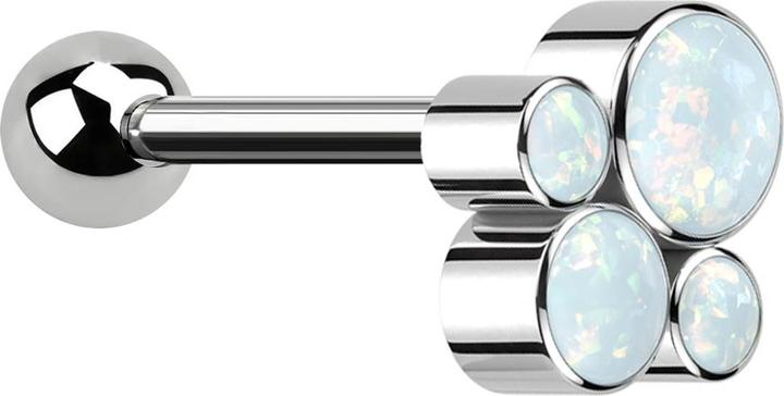 Produktbild Star Piercing Micro Barbell Innengewinde silber mit Kugel und vier Opale weiss (Titan G23, ohne Messing)