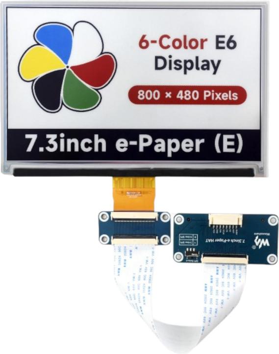 Immagine prodotto WaveShare Display e-ink a 6 colori 800x480 da 7,3 pollici HAT (E)