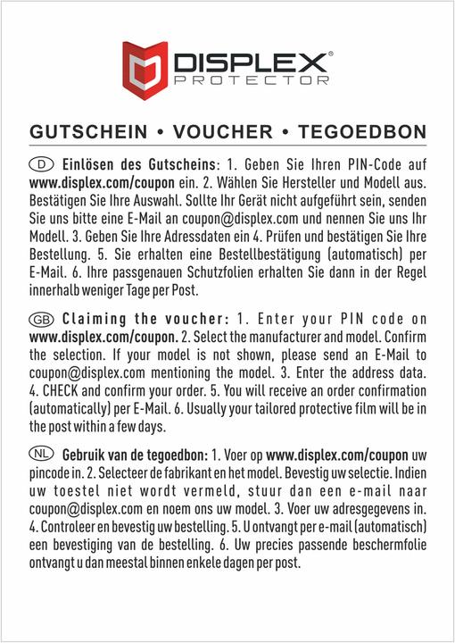 Produktbild Displex Protector Individual Coupon DE clear (2 Stück)