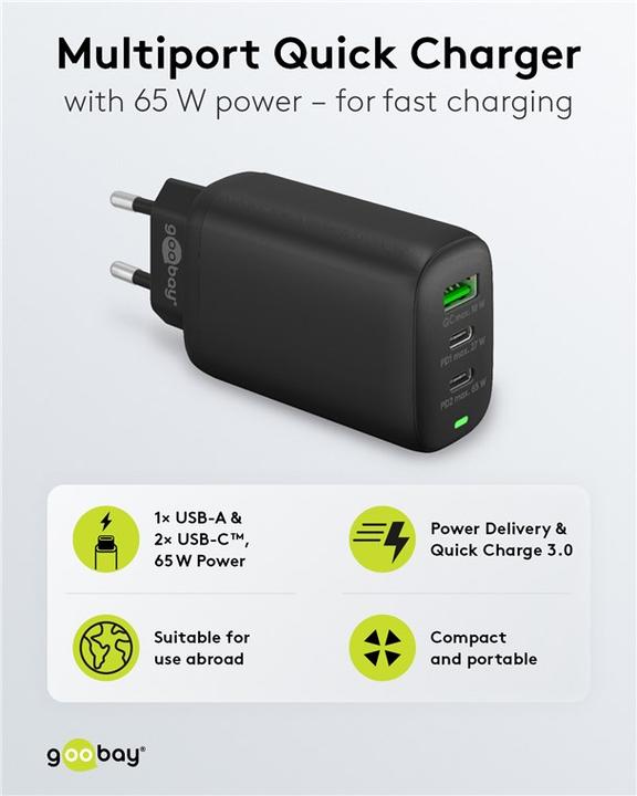Actual product image Goobay Multiport quick charger (65 W)