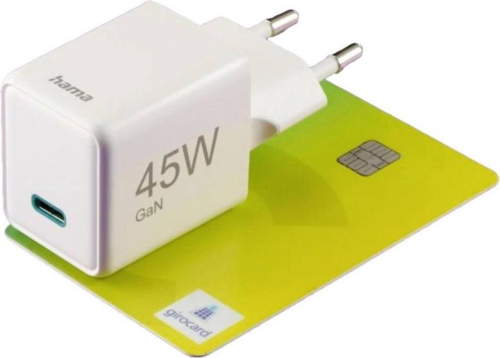 Actual product image Hama Fast charger, USB-C, PD/QC/GaN, super mini charger, 45 W, white (45 W)