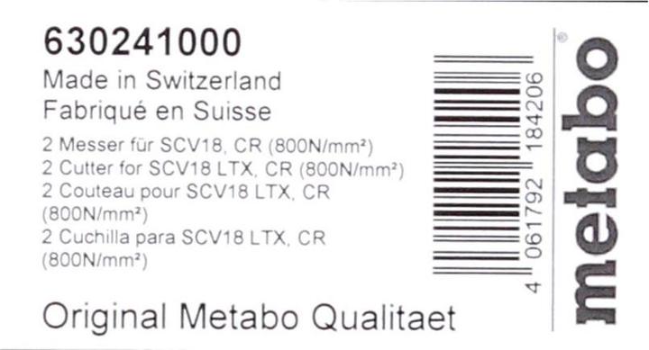Image du produit Metabo 2 couteaux pour SCV18, acier jusqu'à 800 N/mm