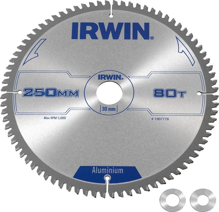 Irwin IRW1907778 250 x 30 mm 80Teeth Professional Lame de scie circulaire Aluminium