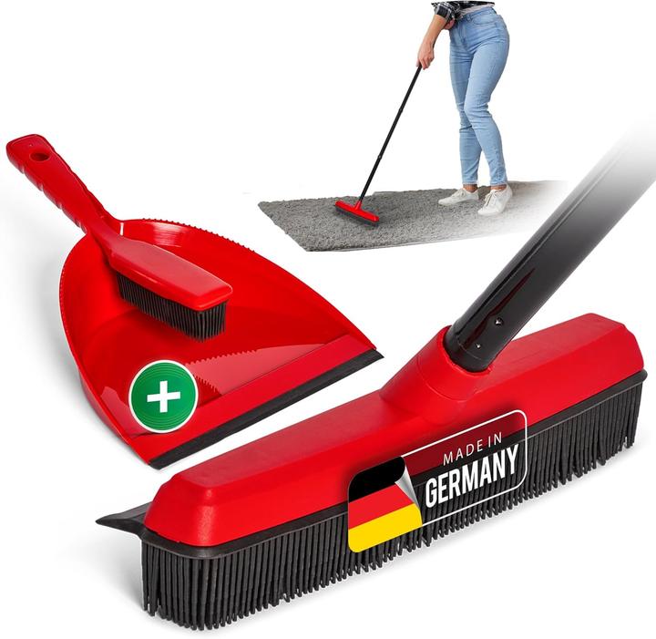 Immagine prodotto Novaliv Gummibesen mit Stiel zum Stecken & Kehrgarnitur Friseurbesen Set Gummi Noppenbesen Hundehaar (1 pz.)