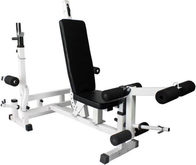Actual product image Gorilla Sports Weight bench weight station & barbell set