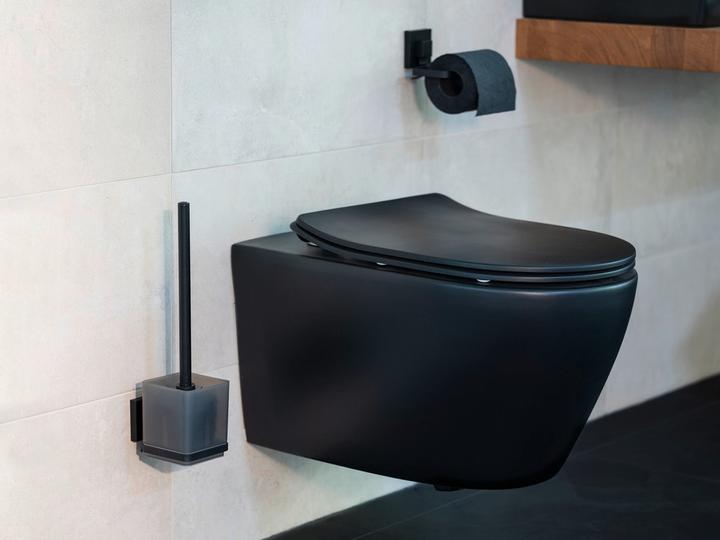 Actual product image Wenko Vacuum-Loc® WC-Garnitur Mod. Quadro Schwarz Befestigen ohne Bohren