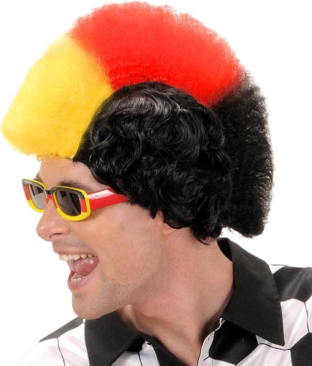Image du produit Magni Widmann P0707 - Perruque Fan, noir-rouge-or, fan d'Allemagne, coupe iroquoise, fan de sport