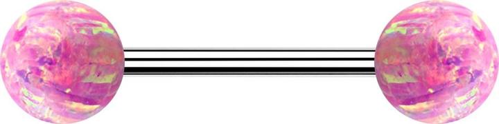 Image du produit Star Piercing Micro Barbell argent avec deux boules opales roses (sans laiton, Acier chirurgical 316L)