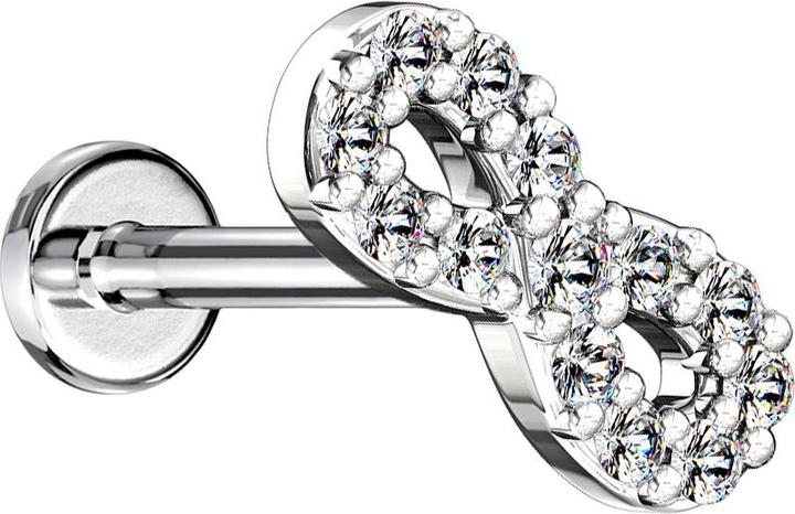 Produktbild Star Piercing Micro Labret Innengewinde silber Unendlichkeit mit Kristallen (Messing, Chirurgenstahl 316L)
