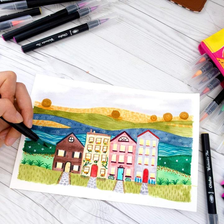 Actual product image Ohuhu Watercolour brush pens (Multicoloured, 24 x)