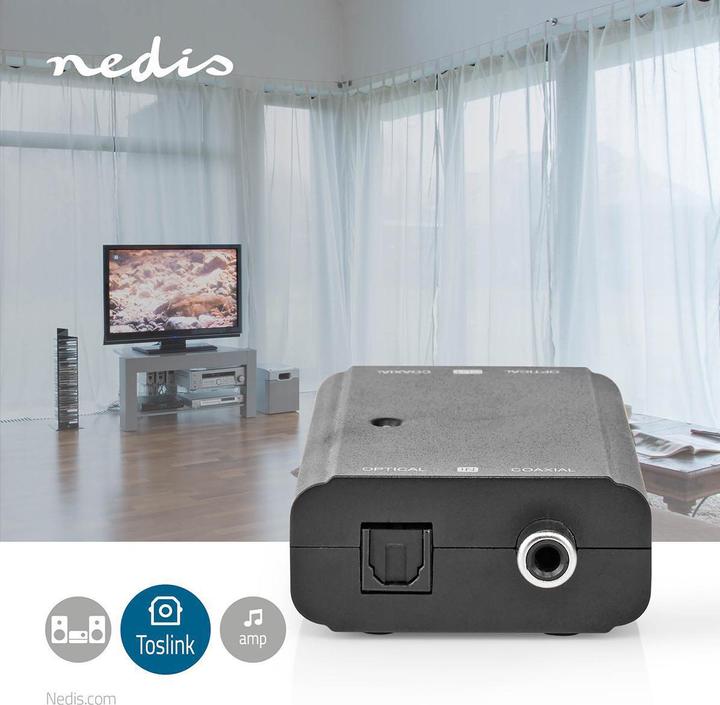 Actual product image Nedis Digital Audio Converter 2-way connections - Input: 1x S / PDIF (RCA) jack / 1x TosLink jack (0.05 m, Optical)
