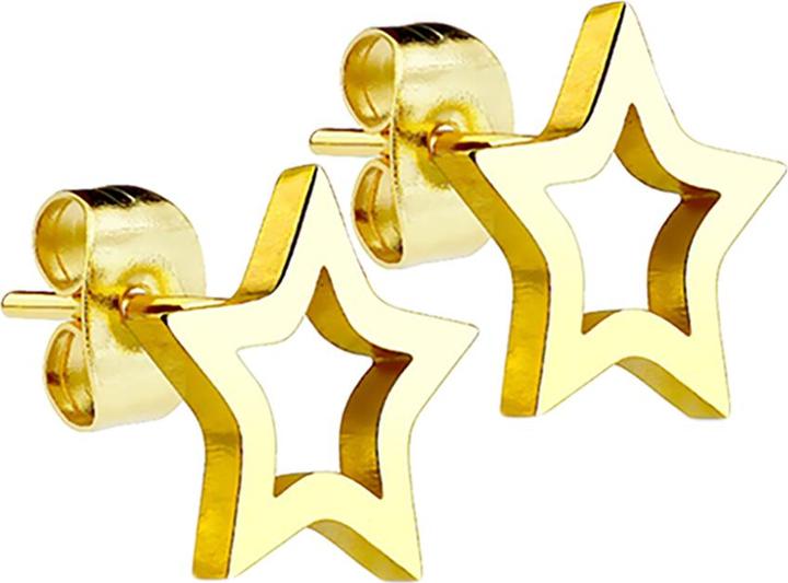 Actual product image Star Piercing Ear studs with star gold plated (without brass, Surgical steel 316L)