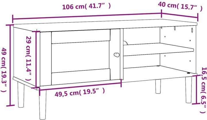 Image du produit VidaXL Meuble TV SENJA aspect rotin noir 106x40x49 cm